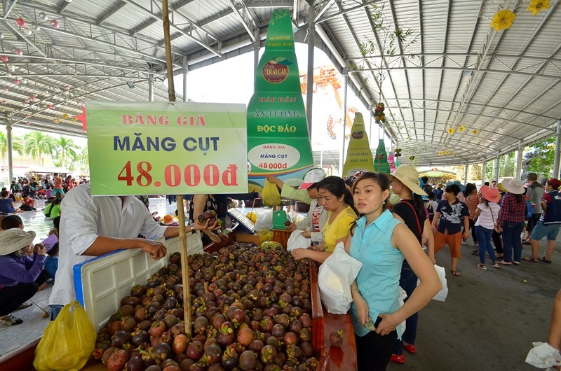 Không gian văn hóa đa sắc tộc tại lễ hội trái cây Nam Bộ 2016 - 2 Du khách đang chọn mua những loại trái cây mình thích.