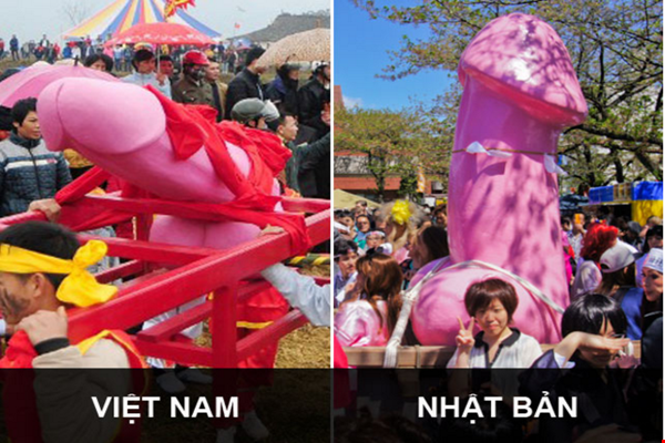 Chuyên gia lên tiếng trước lễ hội đang gây tranh cãi ở Lạng Sơn - 1 Bức ảnh so sánh linh vật của hai lễ hội Việt Nam - Nhật Bản. Ảnh: TL.