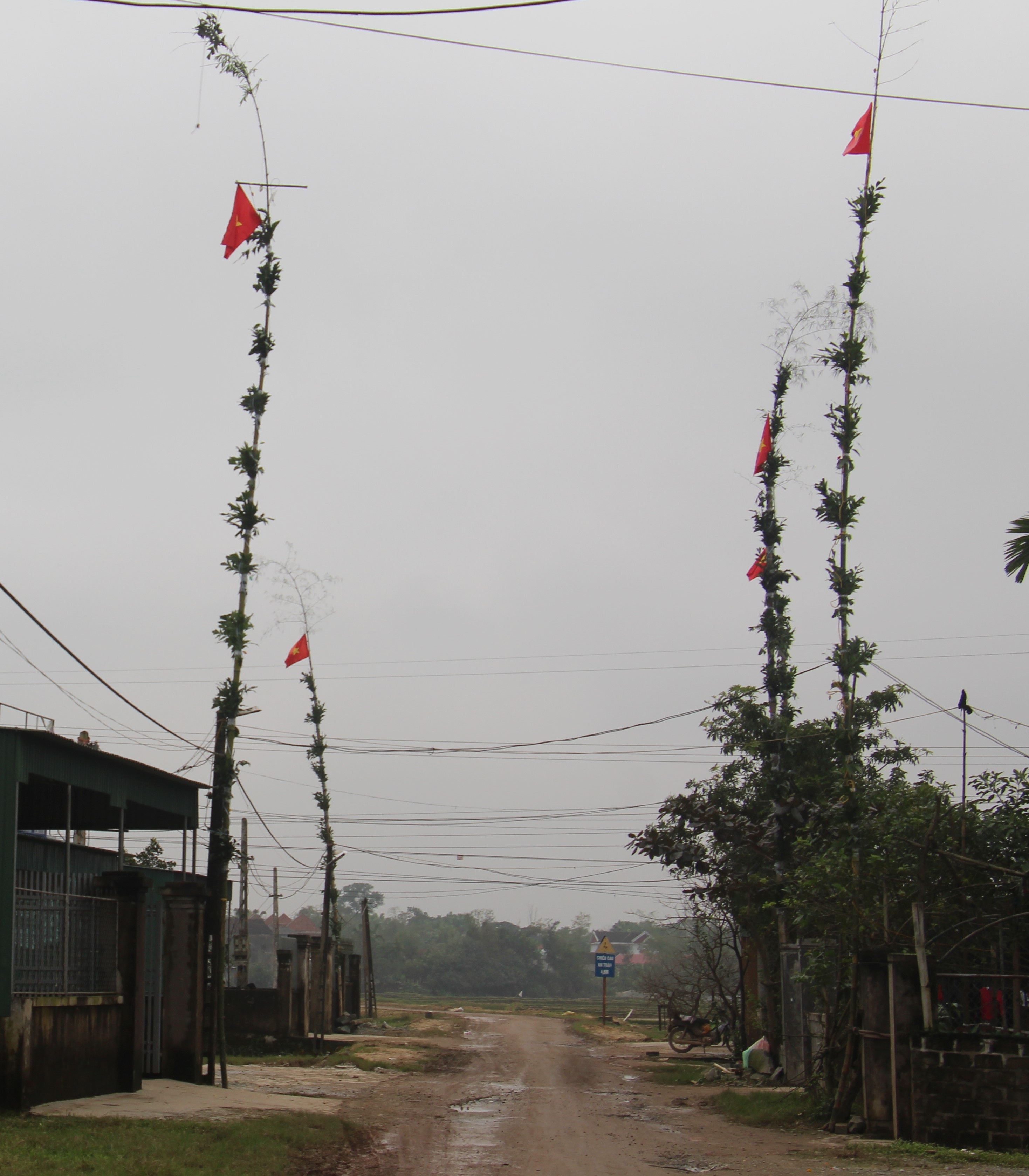 Làng quê đẹp hơn với những cây nêu ngày tết