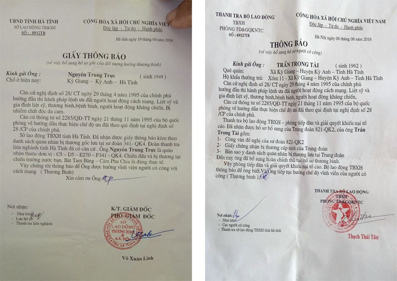 Hé lộ chiêu lừa đảo người có công "chạy" hồ sơ chế độ - 4 Phó Giám đốc Sở LĐTB-XH Võ Xuân Linh xác nhận, những giấy tờ mà các đối tượng có công ở huyện Kỳ Anh nhận được là giả mạo.
