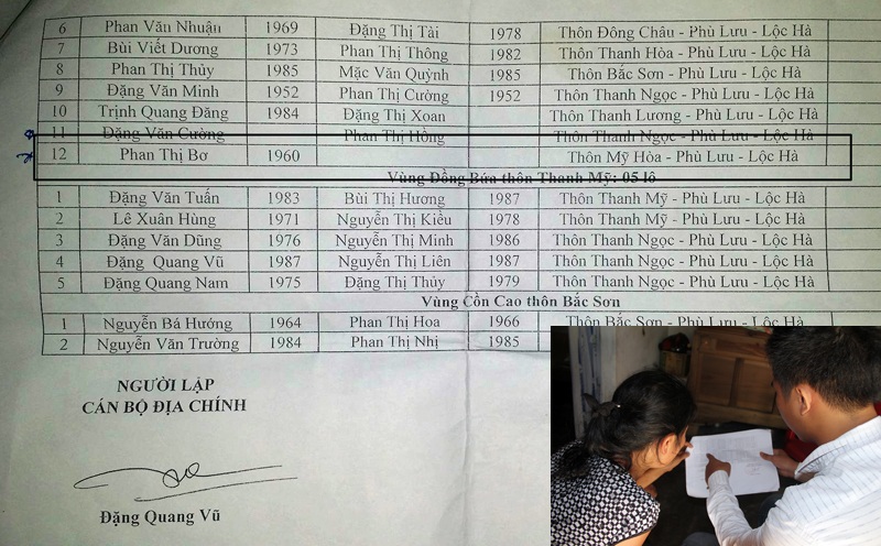 Người nghèo sở hữu “đất vàng”: Khóc sướt mướt vì mang tiếng “giả nghèo” - 5 PV Dân trí chỉ tên chỉ cho chị Bơ biết tên chị nằm trong danh sách được xã làm hồ sơ cấp giấy chứng nhận quyền sử dụng đất.