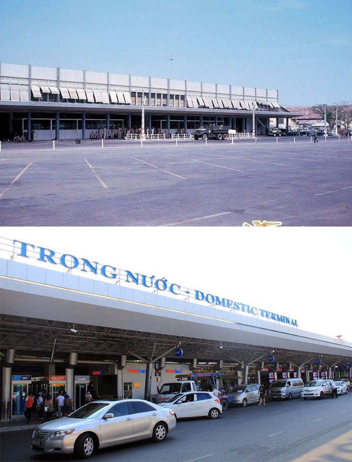 Sài Gòn - TPHCM xưa và nay - 11
Sân bay Tân Sơn Nhất được xây dựng vào năm, thực hiện chuyến bay đầu tiên từ Paris đến Sài Gòn vào năm 1933, chuyến bay này kéo dài 18 ngày. Trước đây, tòa nhà ga quốc nội vốn là ga quốc tế. Sau này, ga quốc tế mới được xây dựng thì toàn bộ nhà ga quốc tế cũ được chuyển thành nhà ga quốc nội như hiện nay.