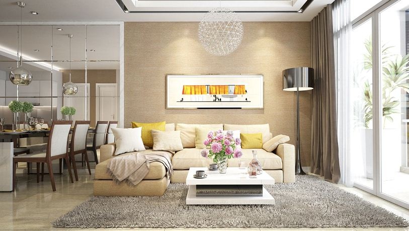 Hình phối cảnh phòng khách căn hộ Opal Garden