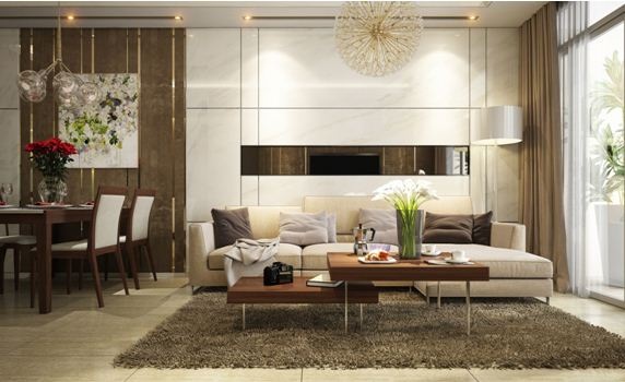 Phối cảnh phòng khách nhà mẫu Opal Garden