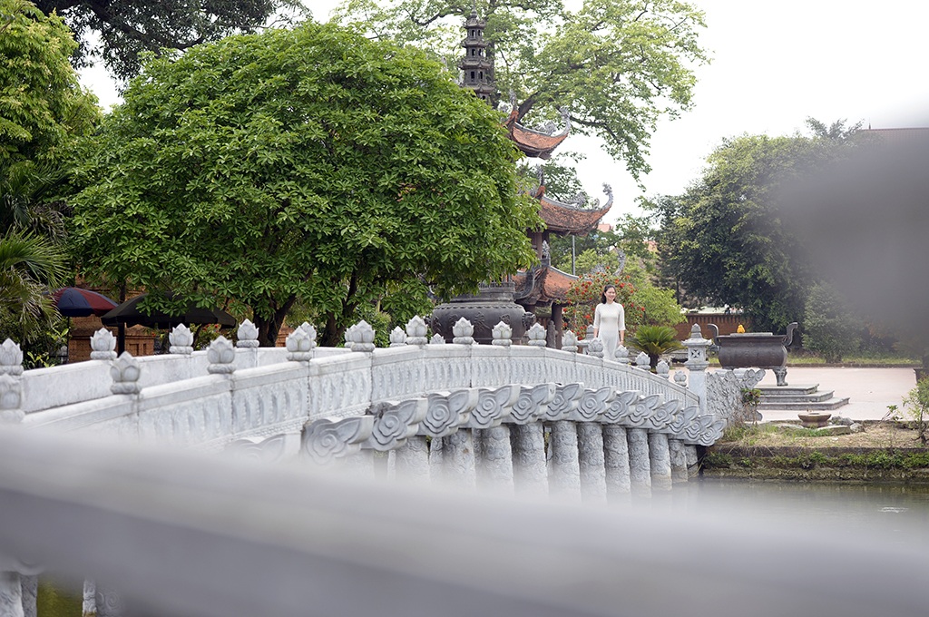 Có vẻ như người dân Văn Lâm rất thích cầu đá. Ngoài cây cầu Nôm bắc qua sông Nguyệt Đức được chạm đầu rồng tinh xảo, trong đình làng hay chùa Nôm cũng đều có cầu như vậy.