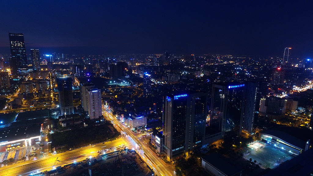 
Quận Cầu Giấy trong đêm.
