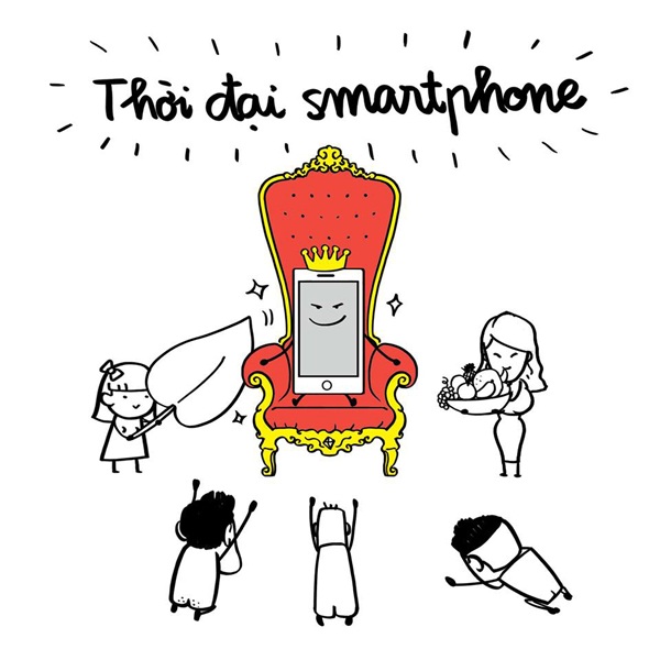 Biếm họa về sự phụ thuộc của giới trẻ vào smartphone - 1
Bộ ảnh Chào mừng bạn đến với thời đại smartphone của nhóm tác giả Lê Bích.