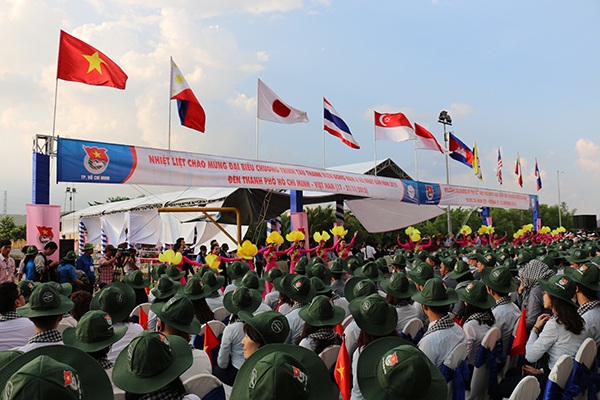 Toàn cảnh lễ đón đoàn đại biểu thanh niên quốc tế tại TP.HCM