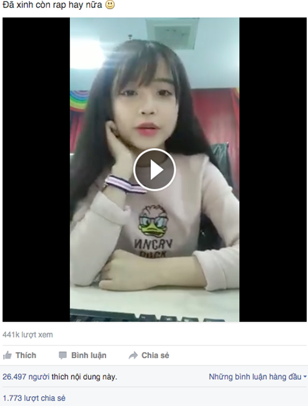 Cô gái xinh xắn hát rap hút hơn 400.000 lượt xem trên Facebook - 1 Clip hát rap của cô gái hút hơn 400.000 lượt xem trên Faceboook