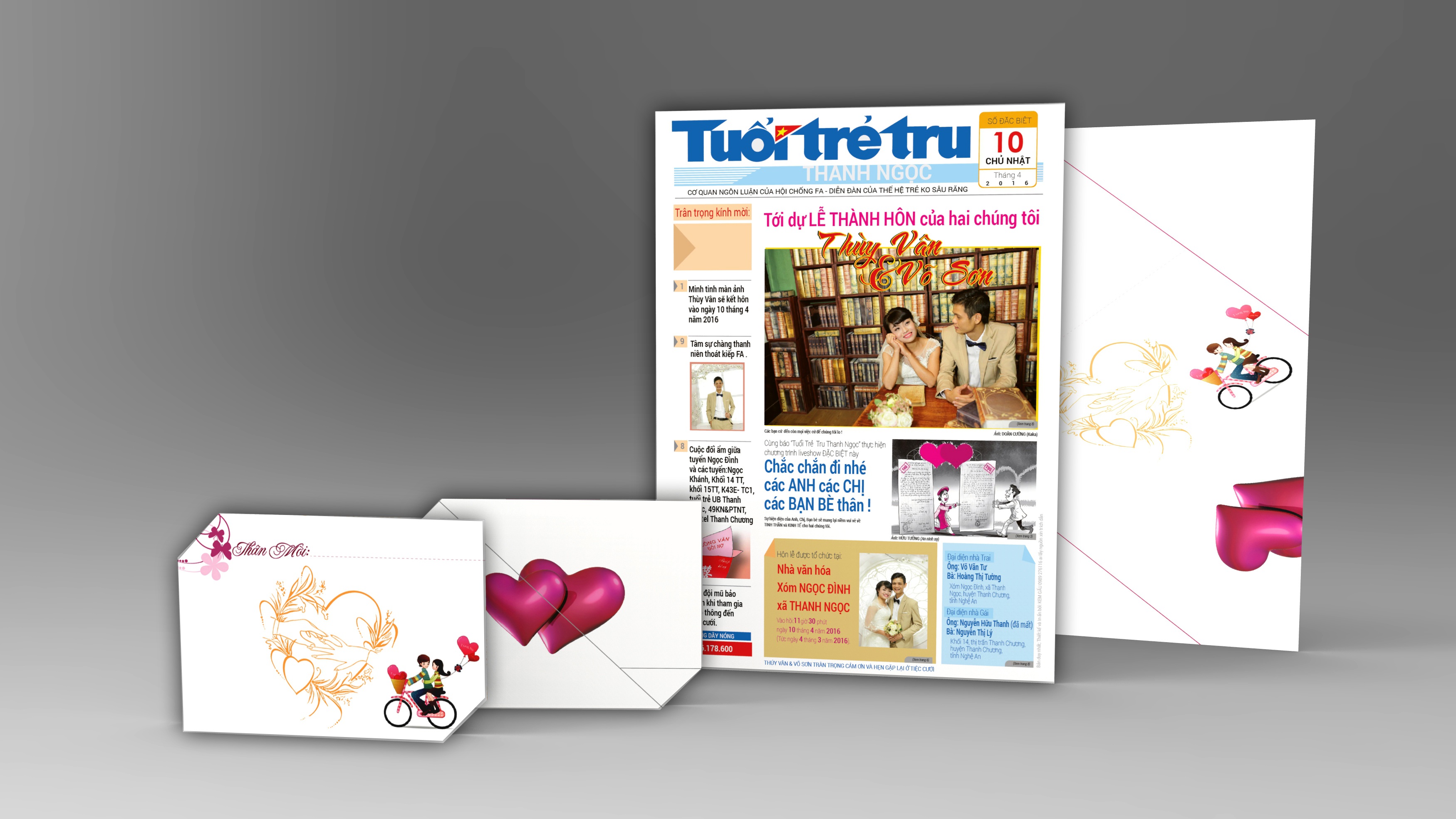 Thiệp cưới "độc nhất vô nhị" mô phỏng tờ báo của cặp đôi xứ Nghệ - 2 Bản thiết kế tấm thiệp mời