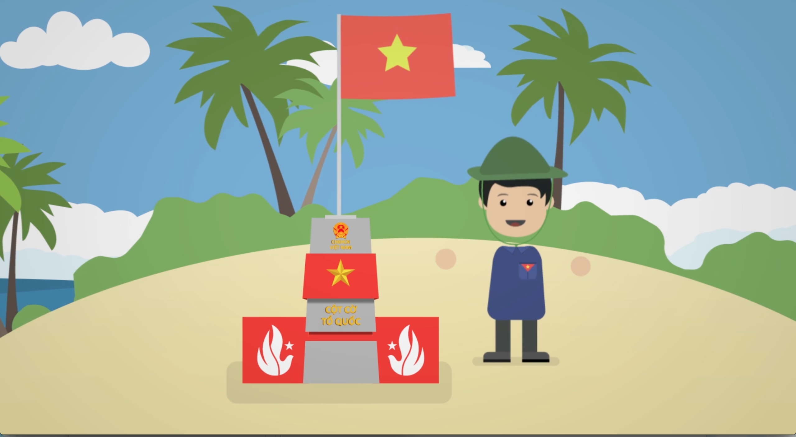 Clip infographic sinh động của SV Việt về chủ quyền biển đảo - 5 Cột cờ trên các đảo tiền tiêu do thanh niên xây dựng