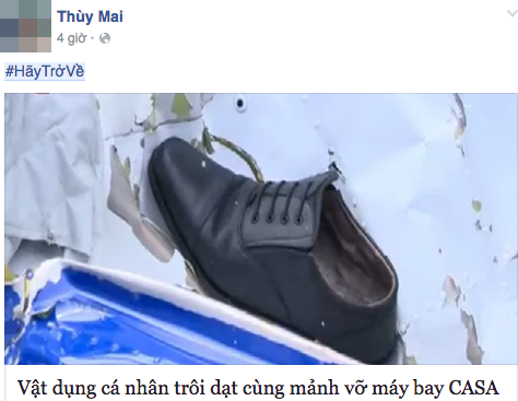 Hashtag "Hãy trở về" cầu nguyện cho tổ bay CASA-212 phủ khắp mạng xã hội - 4 Hashtag #Hãytrởvề liên tục được nhắc đi nhắc lại như một lời cầu nguyện cho 9 người được bình an.
