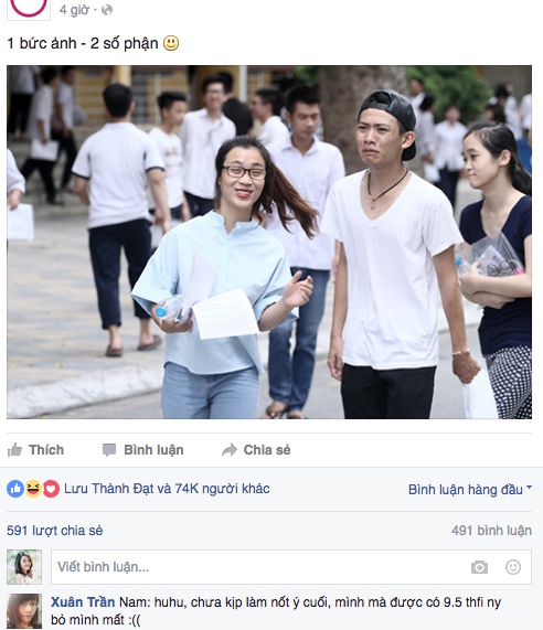 Sự thật bức ảnh mùa thi "Hai số phận" nhận trăm ngàn like trên mạng - 1 Bức ảnh Hai số phận được chia sẻ rầm rộ trên mạng xã hội