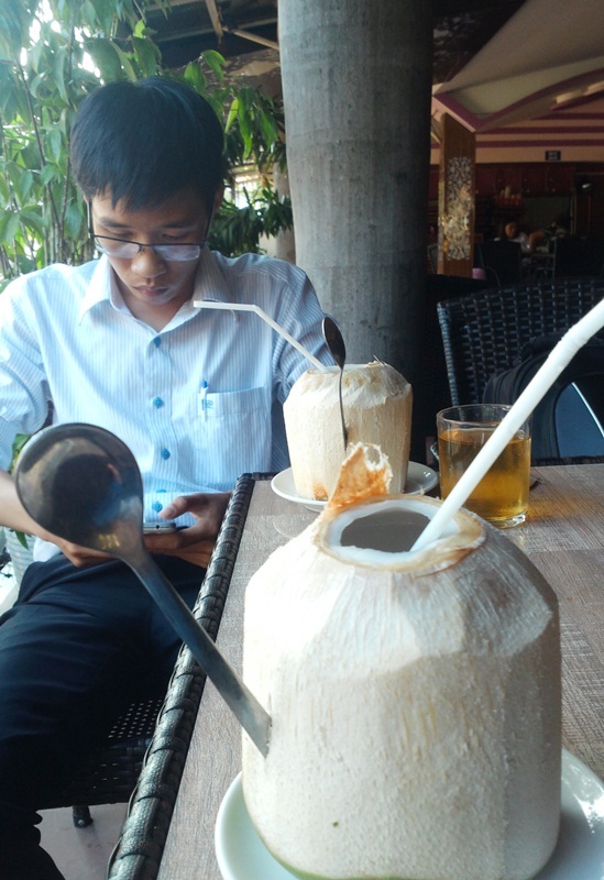 Bình Định: Nắng gắt, giá dừa trái đắt gấp 3 lần vẫn “cháy” hàng - 7 Dừa Xiêm Bến Tre vào quán cà phê ở TP Quy Nhơn có giá 25.000 - 35.000 đồng/quả