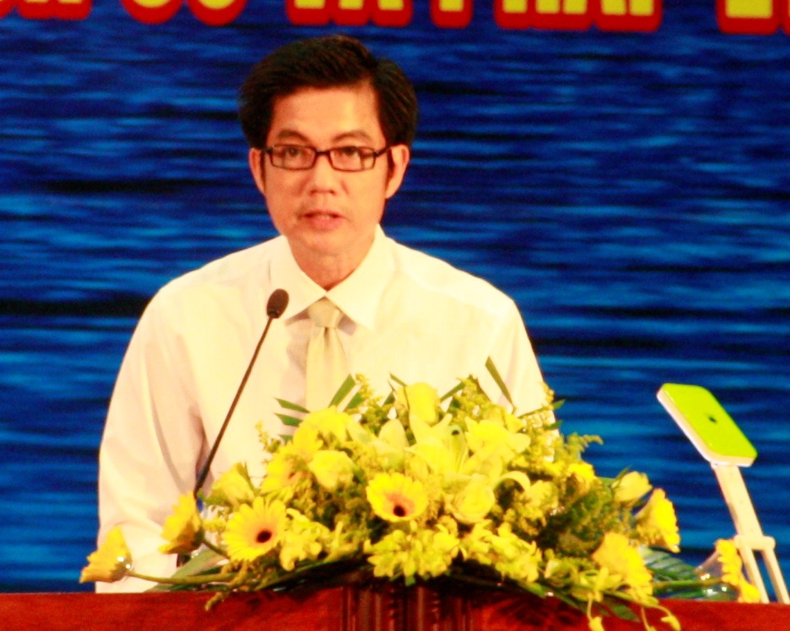 Vụ trưởng Vụ Thông tin cơ sở - Bộ Thông tin và Truyền thông, ông Đoàn Công Huynh phát biểu tại triển lãm.