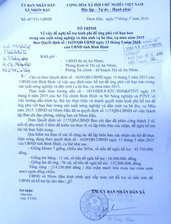 Nguyên nhân là do UBND xã Nhơn Hậu gửi hồ sơ chậm gần 9 tháng.