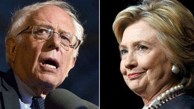 Bà Hillary Clinton được Thống đốc bang California ủng hộ trước giờ G - 2 Thượng nghị sĩ Bernie Sanders (trái) và bà Hillary Clinton (Ảnh: Getty)