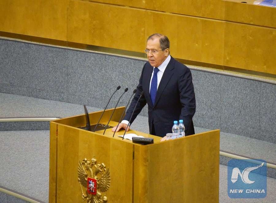 Ngoại trưởng Nga: Moscow bị ép phải đối đầu với phương Tây - 1 Ngoại trưởng Nga Sergei Lavrov phát biểu tại Duma Quốc gia Nga hôm qua 15/6 (Ảnh: Bộ Ngoại giao Nga)