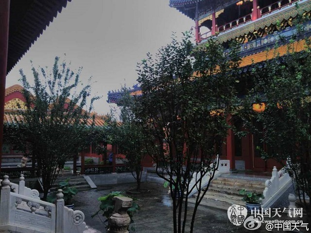 Bên trong Tử Cấm Thành, cung điện nằm ở trung tâm thủ đô Bắc Kinh (Trung Quốc) ngày nay, vãn khô ráo bất chấp thời tiết mưa gió kéo dài.