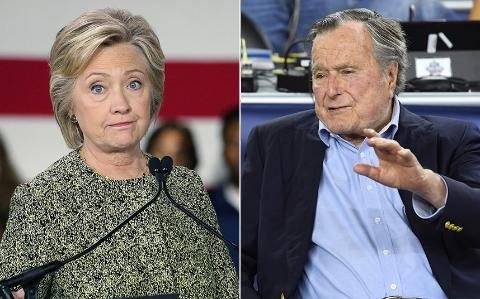 Cựu Tổng thống George H. W. Bush (Bush “cha”) sẽ ủng hộ cho bà Hillary Clinton (Ảnh: REX)