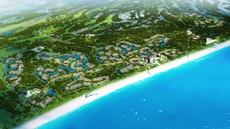 Vụ dân tụ tập phản đối dự án du lịch: Tỉnh đối thoại với dân - 2 Phối cảnh đại Dự án Quần thể resort, biệt thự nghỉ dưỡng và giải trí cao cấp ven biển FLC Quảng Bình nhìn từ trên cao