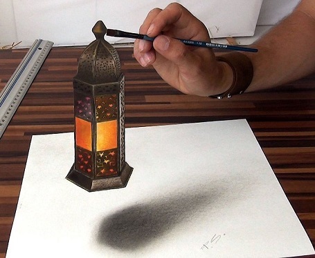 Cần mất khoảng 3 tiếng để Stefan Pabst thực hiện xong một bức vẽ 3D. Những bức vẽ này đánh lừa thị giác người xem bằng sự chi tiết, tỉ mỉ, và những mảng sáng tối.