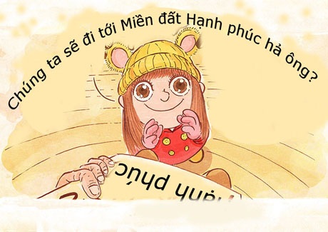 Bàn tay đó là của một cô bé. Cô bé đọc được tờ giấy nhắn “Đánh thức tôi ở Miền đất Hạnh phúc” của ông cụ và hỏi ông: “Chúng ta sẽ đi tới Miền đất Hạnh phúc hả ông?”.