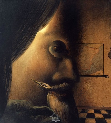 Bức “Hình ảnh biến mất” của danh họa Salvador Dali. Bức tranh khắc họa một gương mặt đàn ông được tạo nên từ dáng hình một người phụ nữ.