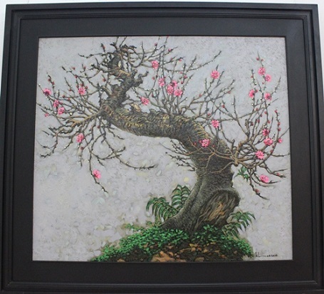 Tác phẩm về đào của họa sỹ Còm- Nguyễn Hữu Khoa