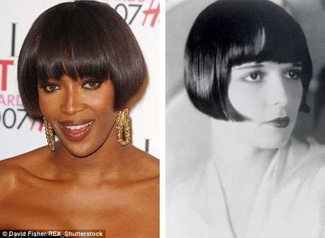 2007 và 1920: Kiểu tóc của siêu mẫu Naomi Campbell giống với ngôi sao phim câm một thuở - Louise Brooks.