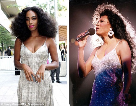 2014 và 1991: Em gái của Beyonce - nữ ca sĩ Solange Knowles - diện bộ đầm tương tự như nữ ca sĩ Diana Ross hồi năm 1991.