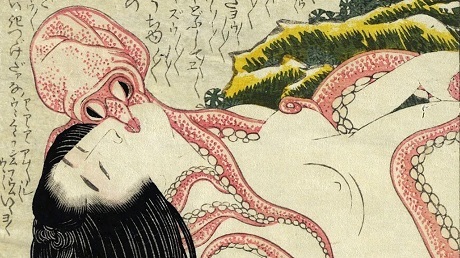 Bức “Giấc mơ của vợ người ngư dân” của Katsushika Hokusai.