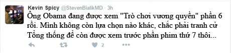 Khi biết được thông tin bí mật hài hước này, các fan của loạt phim đã lên mạng để thể hiện sự “ghen tị” đối với ngài Tổng thống.