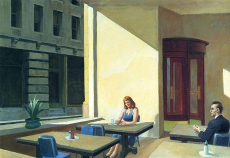 Vẻ đẹp của những bức họa vẽ nỗi cô đơn nơi phố thị - 1 Bức “Sunlights In Cafeteria” (Ánh nắng trong quán cà phê)