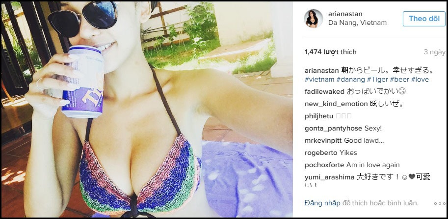 Ariana đăng tải khá nhiều ảnh ghi lại kỳ nghỉ tại miền Trung Việt Nam.