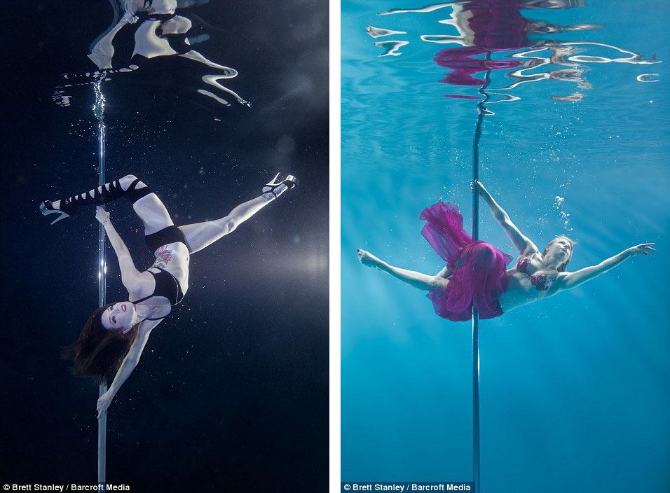 Không gian dưới nước khiến màu ảnh, đường nét trang phục, mái tóc, động tác của vũ công mang một nét đẹp huyền hoặc rất ấn tượng.