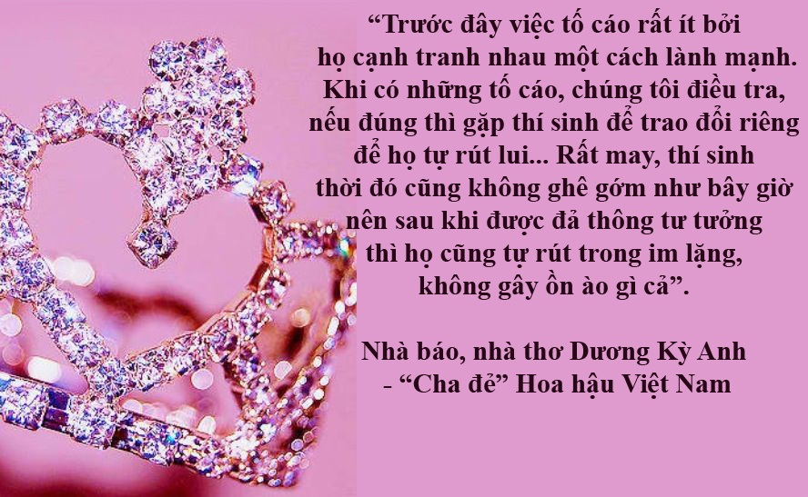 Tại sao các cuộc thi Hoa hậu càng ngày càng lắm scandal? - 2 Những vụ phát giác gây ồn ào ở các cuộc thi Hoa hậu của Việt Nam - Trong lịch sử các cuộc thi Hoa hậu ở Việt Nam, dù BTC lẫn BGK đã nỗ lực để tạo ra sự công bằng, khách quan và trung thực nhưng vẫn có không ít thí sinh dùng “thủ thuật” để “qua mặt”. Kết quả là những phát giác về sự không trung thực của thí sinh đã khiến dư luận ồn ào.