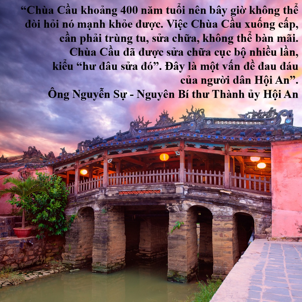 Tại sao các cuộc thi Hoa hậu càng ngày càng lắm scandal? - 6 Chùa Cầu cần sửa chữa, nhưng tuyệt đối đừng “trẻ hóa”! - Những ngày qua, dư luận nóng lên về việc Chùa Cầu - Hội An có thể sẽ được dỡ ra để trùng tu, sửa chữa lại vì hiện nay Chùa Cầu đã xuống cấp nghiêm trọng. Ông Nguyễn Sự - Nguyên bí thư Hội An cho rằng, nên sửa sớm, tuy nhiên cần phải thận trọng, đừng để Chùa Cầu như… “ông già lọm khọm nhưng mái tóc vẫn còn xanh đen là mái tóc giả”.