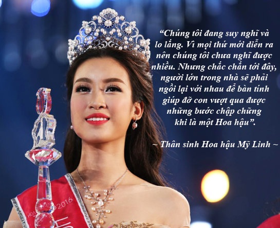 Phát ngôn của các tân Hoa hậu, Á hậu gây chú ý nhất tuần - 3 Hoa hậu Đỗ Mỹ Linh như thế nào trong mắt cha? - Ông Đỗ Ngọc Giao là bố của Đỗ Mỹ Linh đã hết sức vui mừng khi chia sẻ về “cô con gái cưng”. Với ông Đỗ Mỹ Linh không chỉ là một cô con gái ngoan, mà còn là một gia sư cừ khôi của em gái. Ông cũng bày tỏ nhiều trăn trở khi con gái đăng quang Hoa hậu Việt Nam 2016.