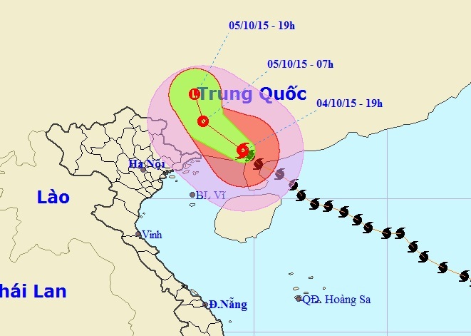 Vị trí và đường đi của bão số 4 (Ảnh: TTDBKTTVTƯ) Vị trí và đường đi của bão số 4 (Ảnh: TTDBKTTVTƯ)