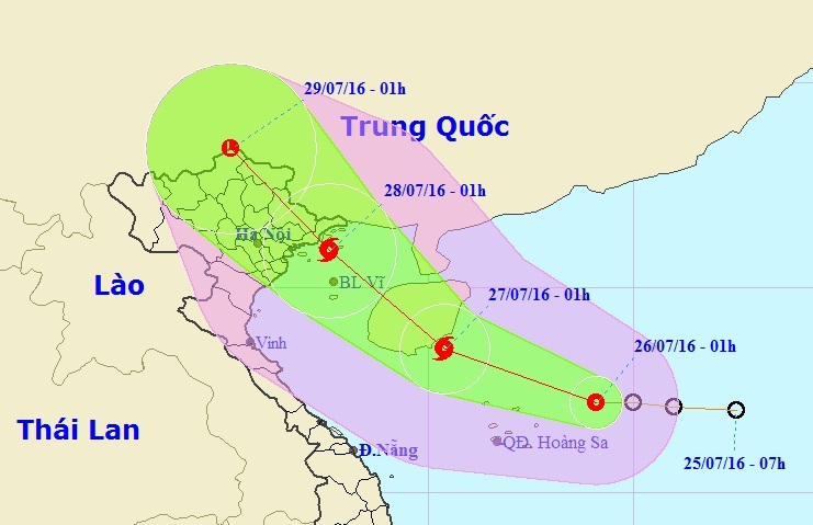 Áp thấp nhiệt đới trên Biển Đông có khả năng mạnh lên thành bão - 1 Vị trí và hướng di chuyển của Áp thấp nhiệt đới trên Biển Đông (Ảnh: TTDBKTTVTƯ).
