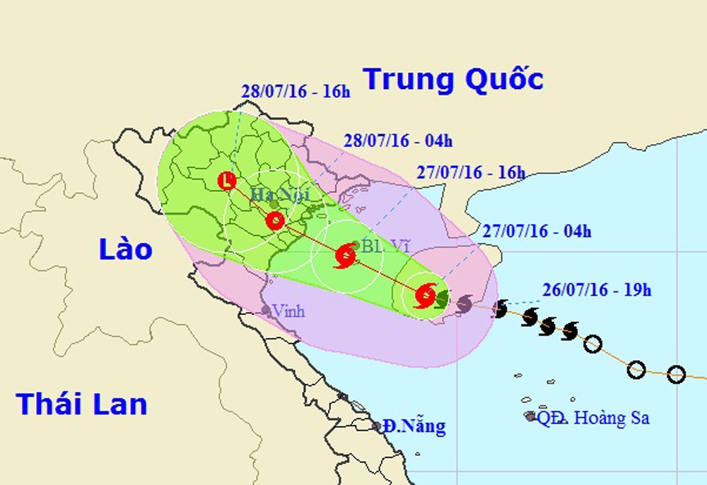 Đêm nay bão vào Quảng Ninh - Nam Định - 1 Vị trí và hướng di chuyển của cơn bão số 1 (Ảnh: TTDBKTTVTƯ).