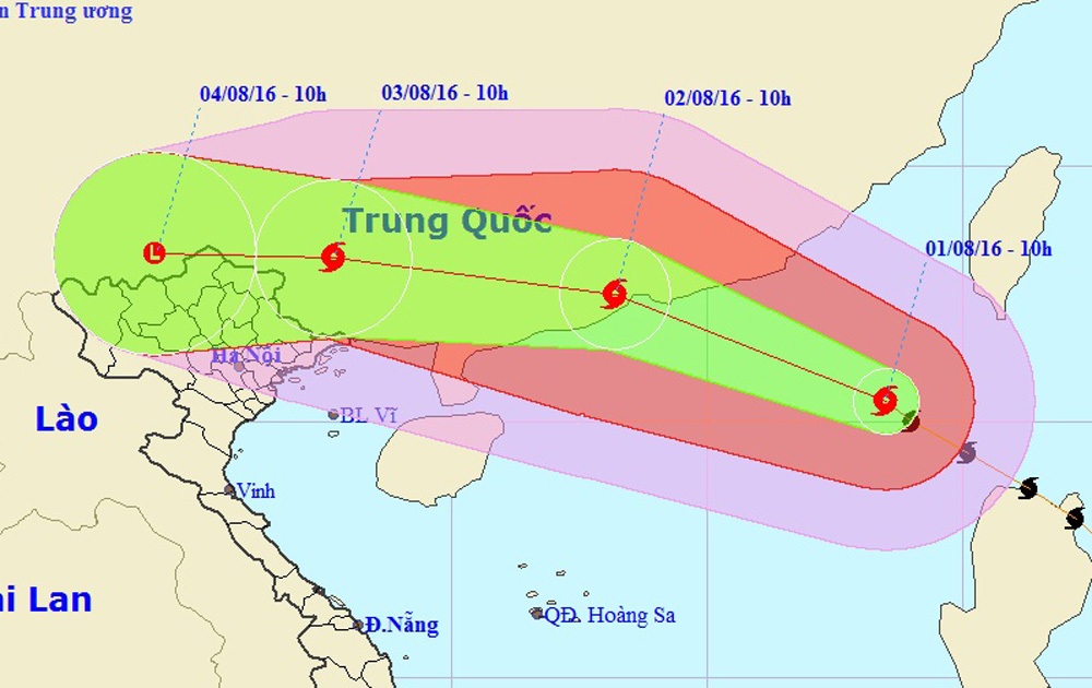 Vị trí và hướng di chuyển của bão số 1 (Ảnh: TTDBKTTVTƯ).