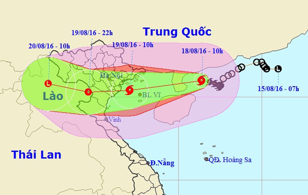 Vị trí và hướng di chuyển của bão số 3 (Ảnh: Trung tâm Dự báo Khí tượng Thủy văn Trung ương).