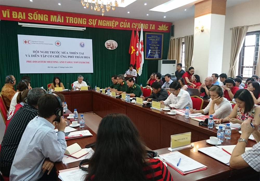 Trung ương Hội chữ thập đỏ Việt Nam diễn tập cơ chế ứng phó với thảm họa - 1 Quang cảnh Hội nghị diễn tập...