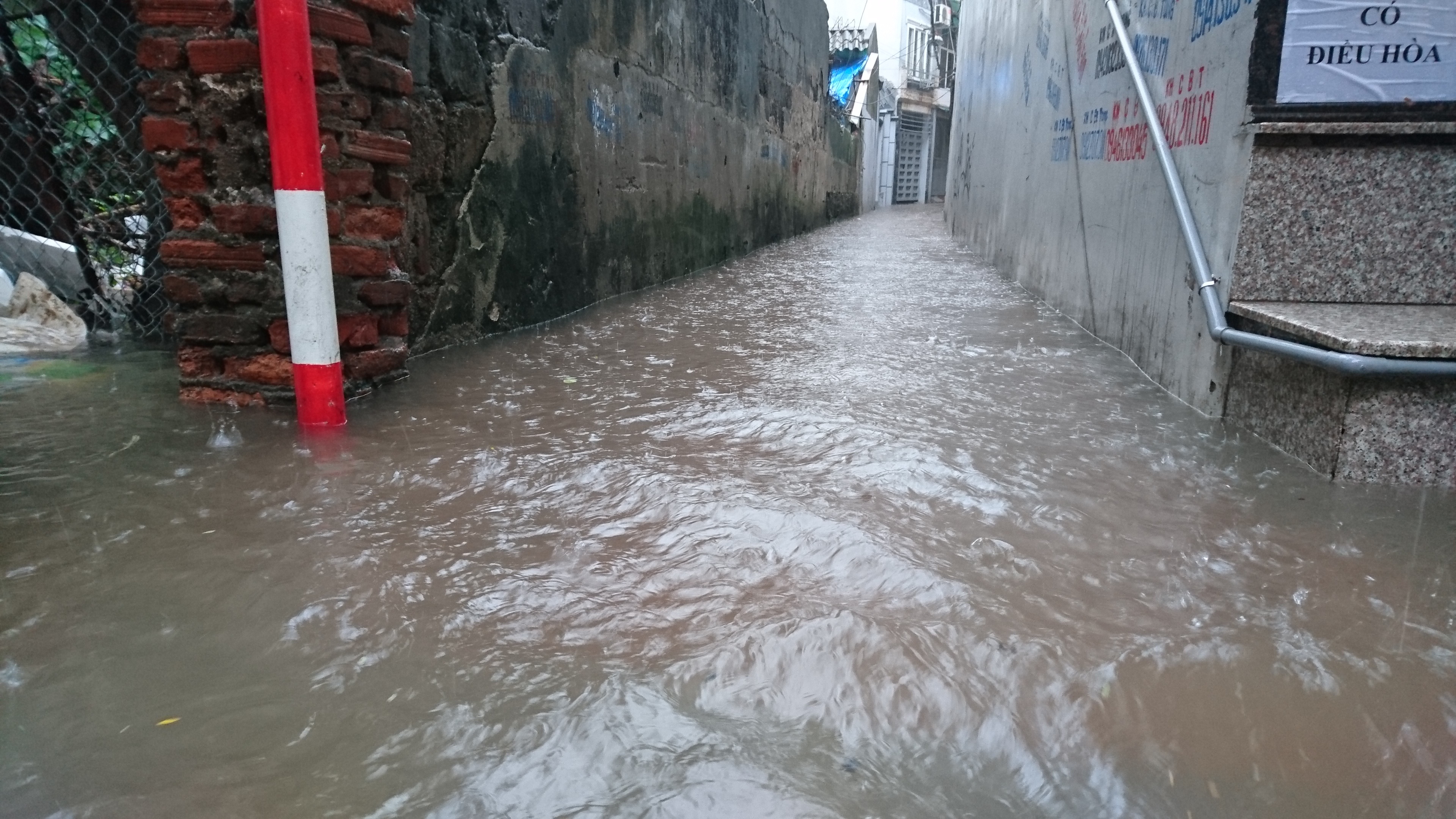 
Một con ngõ nhỏ trên đường Vũ Trọng Phụng ngập như sông.
