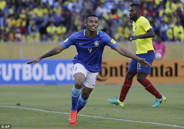 Tân binh Man City rực sáng, Brazil thắng tưng bừng Ecuador - 2 Gabriel Jesus rực sáng mang về chiến thắng cho Brazil