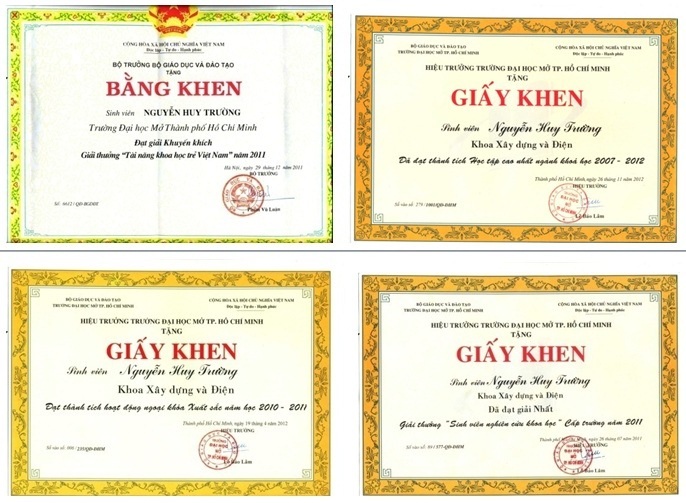 Gian nan hành trình tìm lại sự sống của tài năng trẻ bị suy thận - 2 Nhiều giấy khen cấp trường và quốc gia đối với chàng SV giỏi khoa học này