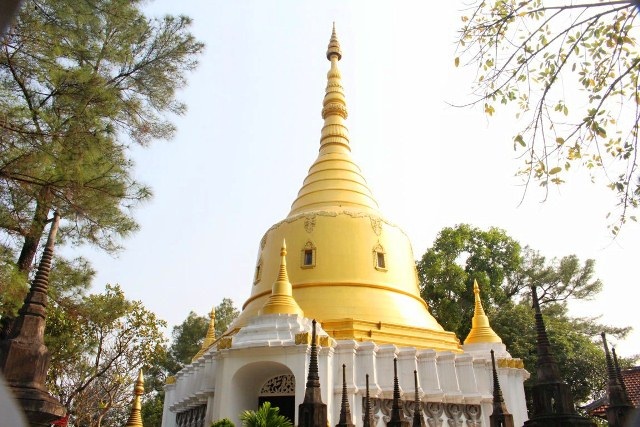 Được xây dựng theo cảm hứng từ các mẫu tháp chùa ở Myanmar, ngôi Bảo tháp Xá Lợi cao 15m, đỉnh nhọn và được sơn hai màu vàng trắng có hình dạng như chiếc chuông úp ngược. Bảo tháp có 2 phần: Tầng dưới là chính điện, tầng trên là tôn trí Xá lợi Phật Thích Ca và chư Thánh tăng. Đây là điểm nhấn kiến trúc thú hút nhất của chùa Thiền Lâm