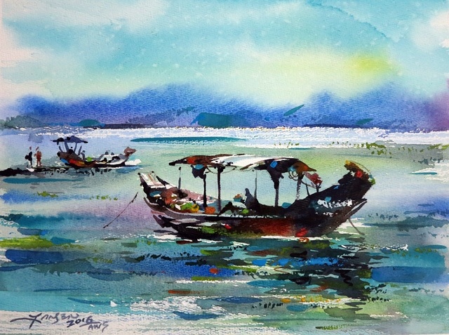 Huế trong mắt các họa sĩ màu nước Quốc tế - 10 Tam Giang – Jansen Chow – Malaysia